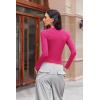 Ekouaer Womens Long Sleeve Shirts Fitted Tops Stretchy Base Layer Basic Tight Thermal Undershirt XS-XXL(Hot Pink)