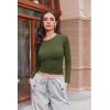Ekouaer Womens Long Sleeve Shirts Fitted Tops Stretchy Base Layer Basic Tight Thermal Undershirt XS-XXL(Olive Green)