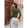 Ekouaer Womens Long Sleeve Shirts Fitted Tops Stretchy Base Layer Basic Tight Thermal Undershirt XS-XXL(Olive Green)