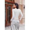 Ekouaer Womens Long Sleeve Shirts Fitted Tops Stretchy Base Layer Basic Tight Thermal Undershirt XS-XXL(White)