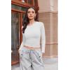 Ekouaer Womens Long Sleeve Shirts Fitted Tops Stretchy Base Layer Basic Tight Thermal Undershirt XS-XXL(White)
