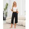 Ekouaer Womens Pajama Pants Capri Wide Leg lounge Pj Pants Summer Comfy Drawstring Pajama Bottoms with Pockets(Black)
