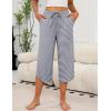 Ekouaer Womens Pajama Pants Capri Wide Leg lounge Pj Pants Summer Comfy Drawstring Pajama Bottoms with Pockets(Black Stripes)
