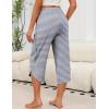 Ekouaer Womens Pajama Pants Capri Wide Leg lounge Pj Pants Summer Comfy Drawstring Pajama Bottoms with Pockets(Black Stripes)