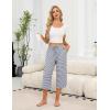Ekouaer Womens Pajama Pants Capri Wide Leg lounge Pj Pants Summer Comfy Drawstring Pajama Bottoms with Pockets(Black Stripes)