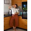 Ekouaer Womens Pajama Pants Capri Wide Leg lounge Pj Pants Summer Comfy Drawstring Pajama Bottoms with Pockets(Brick Red)