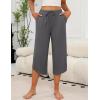 Ekouaer Womens Pajama Pants Capri Wide Leg lounge Pj Pants Summer Comfy Drawstring Pajama Bottoms with Pockets(Dark Gray)
