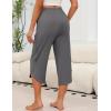 Ekouaer Womens Pajama Pants Capri Wide Leg lounge Pj Pants Summer Comfy Drawstring Pajama Bottoms with Pockets(Dark Gray)