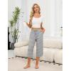 Ekouaer Womens Pajama Pants Capri Wide Leg lounge Pj Pants Summer Comfy Drawstring Pajama Bottoms with Pockets(Grey Stripes)