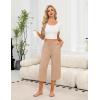 Ekouaer Womens Pajama Pants Capri Wide Leg lounge Pj Pants Summer Comfy Drawstring Pajama Bottoms with Pockets(Khaki)
