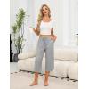 Ekouaer Womens Pajama Pants Capri Wide Leg lounge Pj Pants Summer Comfy Drawstring Pajama Bottoms with Pockets(Light Gray)