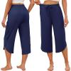 Ekouaer Womens Pajama Pants Capri Wide Leg lounge Pj Pants Summer Comfy Drawstring Pajama Bottoms with Pockets(Navy)