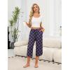 Ekouaer Womens Pajama Pants Capri Wide Leg lounge Pj Pants Summer Comfy Drawstring Pajama Bottoms with Pockets(Purple Plaid)