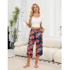 Ekouaer Womens Pajama Pants Capri Wide Leg lounge Pj Pants Summer Comfy Drawstring Pajama Bottoms with Pockets(Red Flower)