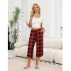 Ekouaer Womens Pajama Pants Capri Wide Leg lounge Pj Pants Summer Comfy Drawstring Pajama Bottoms with Pockets(Red Plaid)