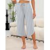 Ekouaer Womens Pajama Pants Capri Wide Leg lounge Pj Pants Summer Comfy Drawstring Pajama Bottoms with Pockets(White Stripes)