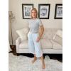 Ekouaer Womens Pajama Pants Capri Wide Leg lounge Pj Pants Summer Comfy Drawstring Pajama Bottoms with Pockets(White Stripes)