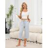 Ekouaer Womens Pajama Pants Capri Wide Leg lounge Pj Pants Summer Comfy Drawstring Pajama Bottoms with Pockets(White Stripes)