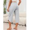 Ekouaer Womens Pajama Pants Capri Wide Leg lounge Pj Pants Summer Comfy Drawstring Pajama Bottoms with Pockets(White Stripes)