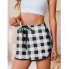Ekouaer Women’s Pajama Shorts Elastic Waist Sleep Shorts Stylish Lounge Shorts Casual Comfy Sweat Shorts(Black White Plaid)