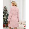 Ekouaer Women’s Robes Short Plush Bathrobe Knee Length Warm Soft Jacquard Robe Winter House Coat with Pockets S-XXL(B Pink Jacquard)