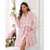 Ekouaer Women’s Robes Short Plush Bathrobe Knee Length Warm Soft Jacquard Robe Winter House Coat with Pockets S-XXL(B Pink Jacquard)