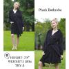Ekouaer Women’s Robes Short Plush Bathrobe Knee Length Warm Soft Jacquard Robe Winter House Coat with Pockets S-XXL(Black Jacquard)