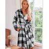 Ekouaer Women’s Robes Short Plush Bathrobe Knee Length Warm Soft Jacquard Robe Winter House Coat with Pockets S-XXL(Black&white Plaid)