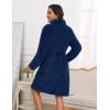 Ekouaer Women’s Robes Short Plush Bathrobe Knee Length Warm Soft Jacquard Robe Winter House Coat with Pockets S-XXL(Blue Purple Jacquard)