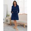 Ekouaer Women’s Robes Short Plush Bathrobe Knee Length Warm Soft Jacquard Robe Winter House Coat with Pockets S-XXL(Blue Purple Jacquard)