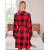 Ekouaer Women’s Robes Short Plush Bathrobe Knee Length Warm Soft Jacquard Robe Winter House Coat with Pockets S-XXL(Buffalo Plaid)
