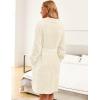 Ekouaer Women’s Robes Short Plush Bathrobe Knee Length Warm Soft Jacquard Robe Winter House Coat with Pockets S-XXL(Cream)