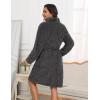 Ekouaer Women’s Robes Short Plush Bathrobe Knee Length Warm Soft Jacquard Robe Winter House Coat with Pockets S-XXL(Dark Grey Jacquard)