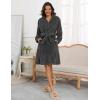 Ekouaer Women’s Robes Short Plush Bathrobe Knee Length Warm Soft Jacquard Robe Winter House Coat with Pockets S-XXL(Dark Grey Jacquard)