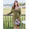 Ekouaer Women’s Robes Short Plush Bathrobe Knee Length Warm Soft Jacquard Robe Winter House Coat with Pockets S-XXL(Green)