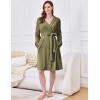 Ekouaer Women’s Robes Short Plush Bathrobe Knee Length Warm Soft Jacquard Robe Winter House Coat with Pockets S-XXL(Green)