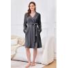 Ekouaer Women’s Robes Short Plush Bathrobe Knee Length Warm Soft Jacquard Robe Winter House Coat with Pockets S-XXL(Grey)