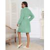 Ekouaer Women’s Robes Short Plush Bathrobe Knee Length Warm Soft Jacquard Robe Winter House Coat with Pockets S-XXL(Grey Green Jacquard)