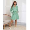 Ekouaer Women’s Robes Short Plush Bathrobe Knee Length Warm Soft Jacquard Robe Winter House Coat with Pockets S-XXL(Grey Green Jacquard)