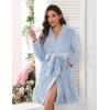 Ekouaer Women’s Robes Short Plush Bathrobe Knee Length Warm Soft Jacquard Robe Winter House Coat with Pockets S-XXL(Light Blue Jacquard)