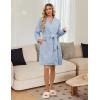 Ekouaer Women’s Robes Short Plush Bathrobe Knee Length Warm Soft Jacquard Robe Winter House Coat with Pockets S-XXL(Light Blue Jacquard)