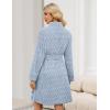 Ekouaer Women’s Robes Short Plush Bathrobe Knee Length Warm Soft Jacquard Robe Winter House Coat with Pockets S-XXL(Light Blue Jacquard)