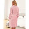 Ekouaer Women’s Robes Short Plush Bathrobe Knee Length Warm Soft Jacquard Robe Winter House Coat with Pockets S-XXL(Light Pink)