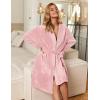 Ekouaer Women’s Robes Short Plush Bathrobe Knee Length Warm Soft Jacquard Robe Winter House Coat with Pockets S-XXL(Light Pink)