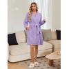 Ekouaer Women’s Robes Short Plush Bathrobe Knee Length Warm Soft Jacquard Robe Winter House Coat with Pockets S-XXL(Light Purple Jacquard)