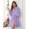 Ekouaer Women’s Robes Short Plush Bathrobe Knee Length Warm Soft Jacquard Robe Winter House Coat with Pockets S-XXL(Light Purple Jacquard)