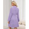 Ekouaer Women’s Robes Short Plush Bathrobe Knee Length Warm Soft Jacquard Robe Winter House Coat with Pockets S-XXL(Light Purple Jacquard)