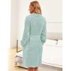 Ekouaer Women’s Robes Short Plush Bathrobe Knee Length Warm Soft Jacquard Robe Winter House Coat with Pockets S-XXL(Mint)