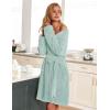 Ekouaer Women’s Robes Short Plush Bathrobe Knee Length Warm Soft Jacquard Robe Winter House Coat with Pockets S-XXL(Mint)
