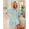 Ekouaer Women’s Robes Short Plush Bathrobe Knee Length Warm Soft Jacquard Robe Winter House Coat with Pockets S-XXL(Mint)